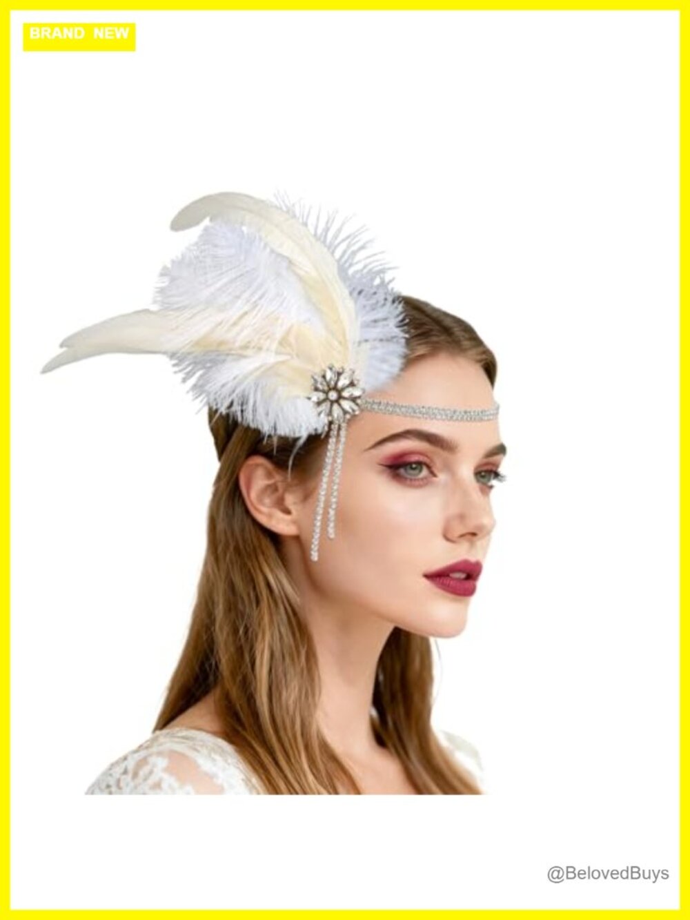 Flapper Headpiece 1920s Gatsby Feather Rhinestone Costume Hairband